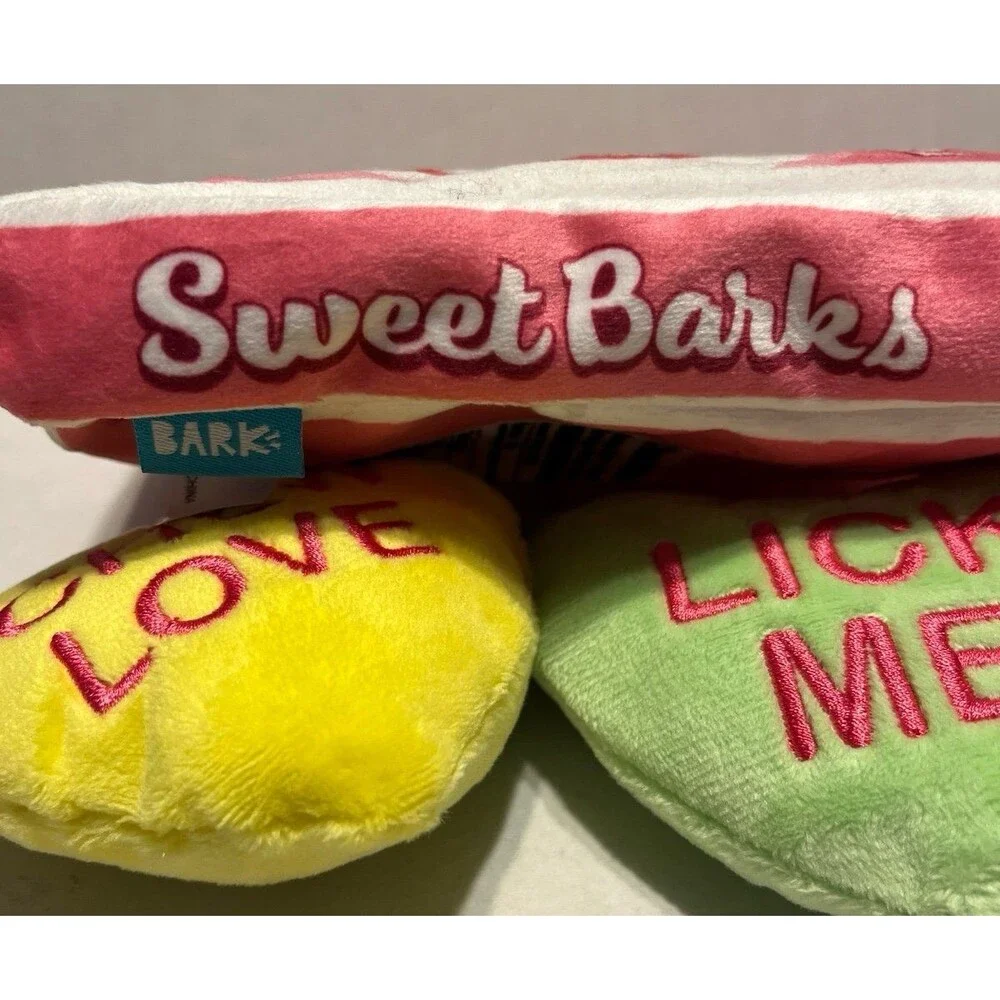 Barkbox Sweet Barks Candy Farts Dog Plush Toy BARK Squeaker Crinkle Dog Toy
